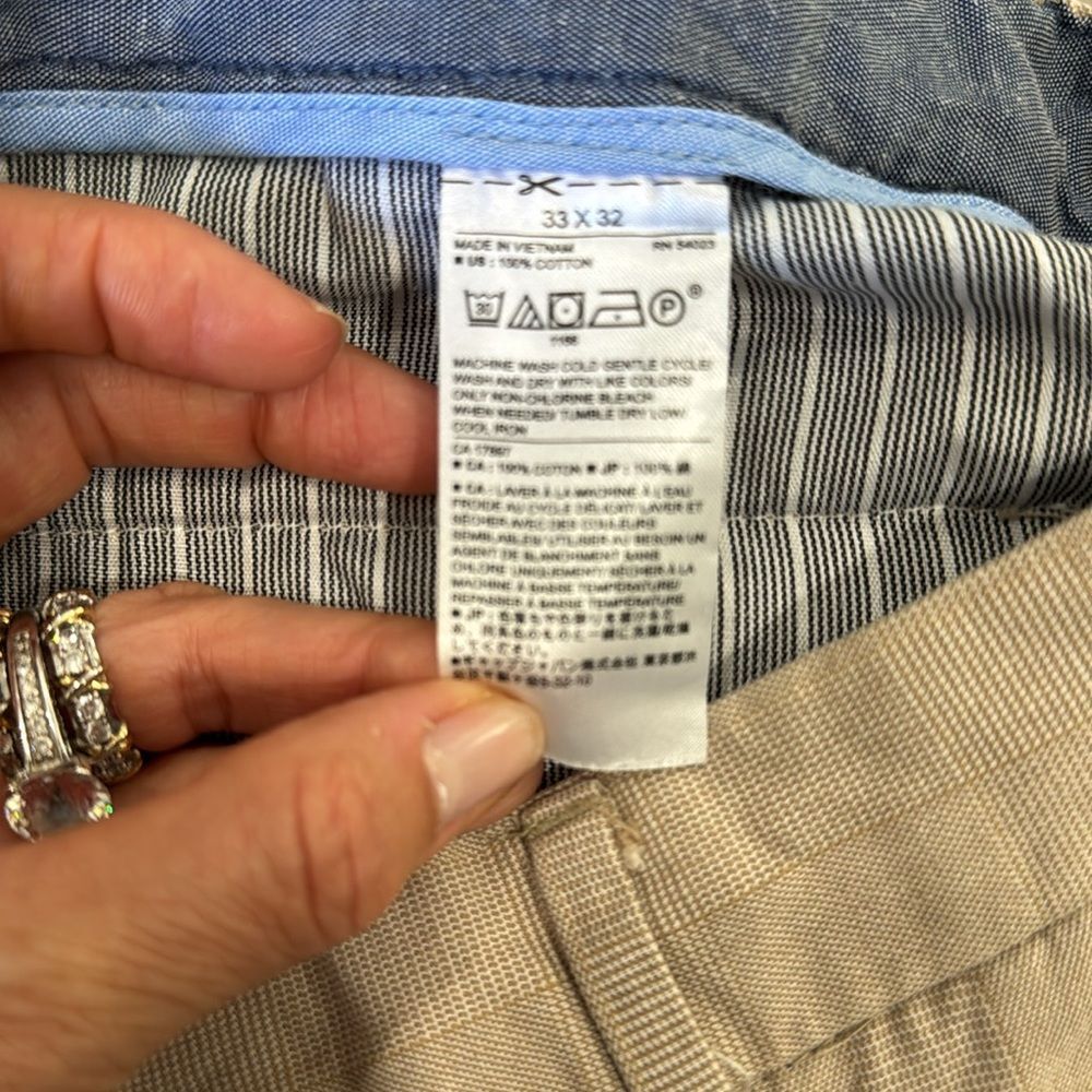 Banana Republic Mens Chino Pants khaki Tan Aiden Fit 33x32 100% Cotton - Picture 6 of 6